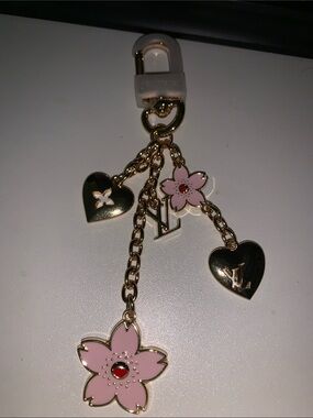 Monogram heart & Pink Floral purse/bag Charm Keychain